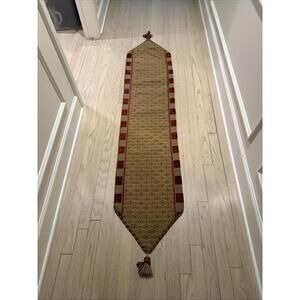Beautiful Tabletop Runner With Tassels - 78”x15” Burgundy And Gold